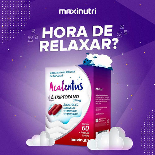 Acalentus L-triptofano 250mg 60 Cápsulas Maxinutri