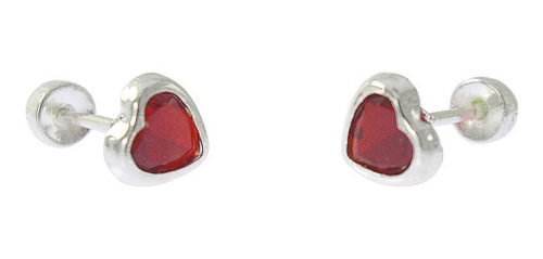 Hermosos Broqueles Corazón Bisel Zirconia 6mm Plata 925