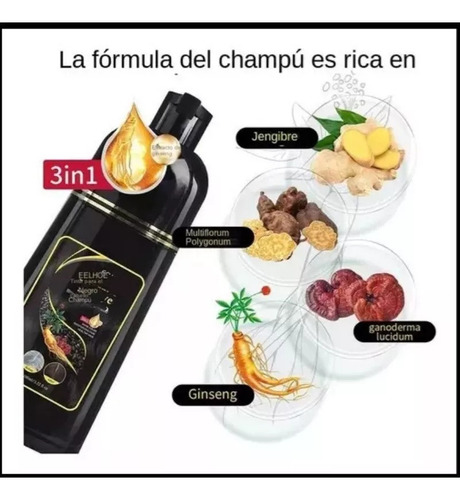 Para 2pc Shampoo Para Cubrir Canas Tinte Negro /