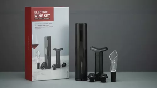 Set de vino con sacacorchos eléctrico recargable, bomba de vacío