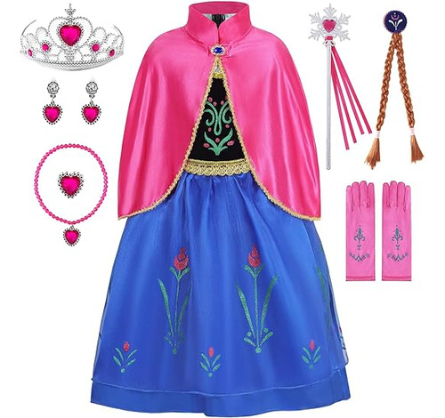 Vestido Princesa Anna Para Niñas Disfraz Princesa Frozen Par