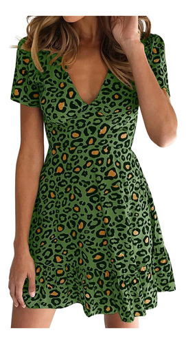 Minivestido Con Estampado De Leopardo For Mujer, Vestido