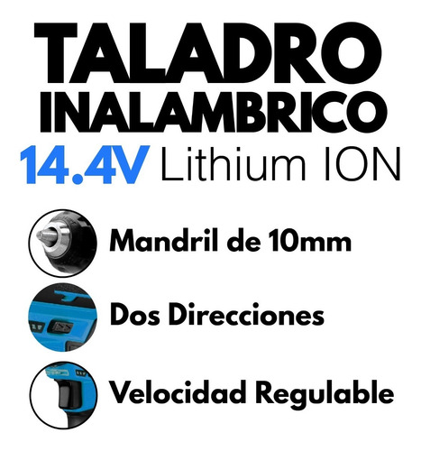 Imagen 7 de 9 de Taladro Atornillador Inalam Litio Logus 15v + Maletin 2 Bat