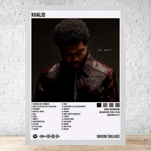 Cuadro Khalid Sincere Deluxe 30x40 Con Vidrio Y Marco C868 Blanco Clasico