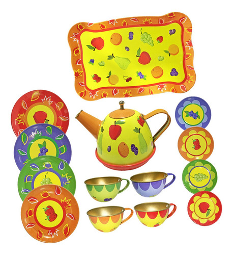 Juego De Té De Con Teteras De Metal, Tazas Y Platos,