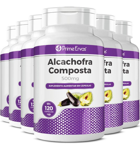 Kit 6 Alcachofra Composta 120 Cápsulas De 500mg