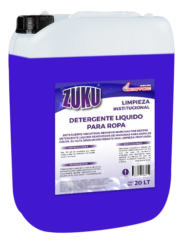 Jabón Para Ropa Liquido Color 20 Litros Zuku