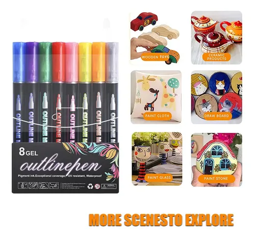 Set De 8 Rotuladores De Doble Punta Con Rodillos De Patrones | Crea Líneas Decorativas (ondas, Puntos, Zigzag) Sin Esfuerzo, Ideal Para Bullet Journal, Subrayar Y Lettering, Tinta Resistente Al Agua