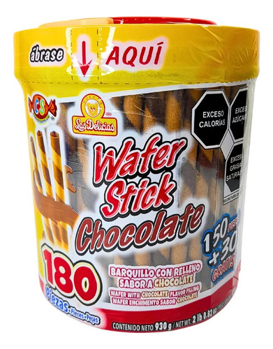 Pack 5 Delicias Wafer Stick Chocolate 180p Barquillo