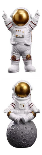 2 Uds Estatua De Astronauta Escultura Para Decoración