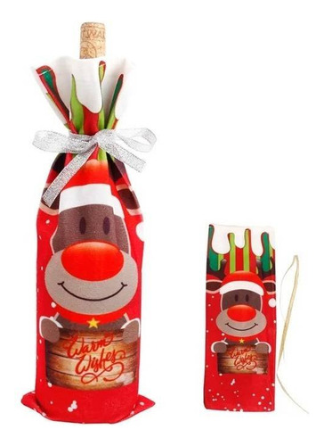 Bolsa Botella Vino Regalo Navidad Cubierta Decoración Reno