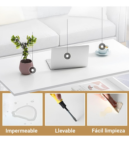 Mesa Centro Minimalista Con Doble Repisa Para Sala Madera