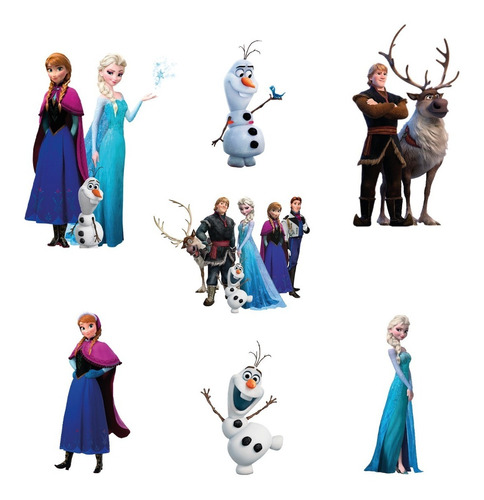 Figuras Frozen Base Rígida Kit 7 Pzas Coroplast