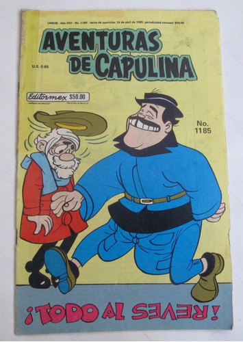 Comic De Aventuras De Capulina Editormex 1185 Todo Al Reves