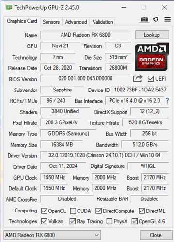 Sapphire Amd Rx 6800 Pulse Oc 16gb Gddr6 (no Acepto Menos) (Usado)