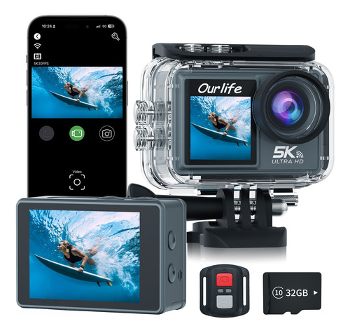 Cámara De Acción 5k Ourlife M40r Pantalla Dual 32gb Tf