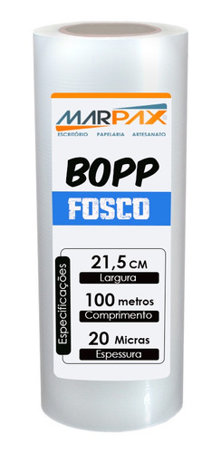 Imagem 1 de 3 de Bopp Fosco Para Laminação Bobina A4 21,5cmx100m Marpax 01un