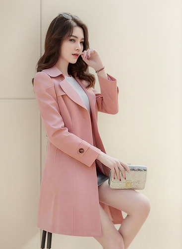 Gabardina Coreana 988 De Corte Ajustado Con Doble Botonadura
