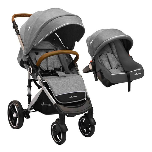 Imagen 4 de 5 de Cochecito de paseo Premium Baby Travel system Tuts Pro gris con chasis color plateado