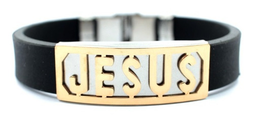 Big Pulseira Jesus - Inox Silicone