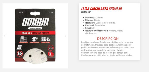 Imagen 3 de 9 de Lijas Para Lijadoras 125mm Roto Orbital 5 Pulgadas C/abrojo