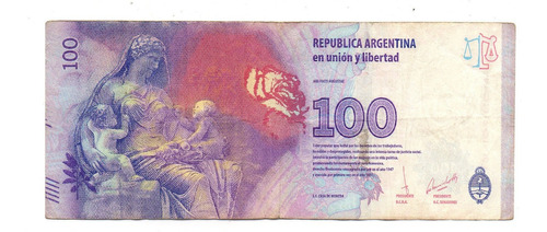 Billete $100 Evita Con Error De Impresión Retinte Serie G A