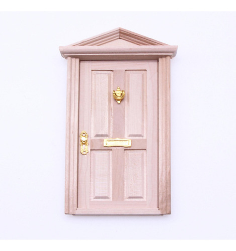 ) Mini Modelo De Puerta De Madera Sin Pintar Con Pomo De