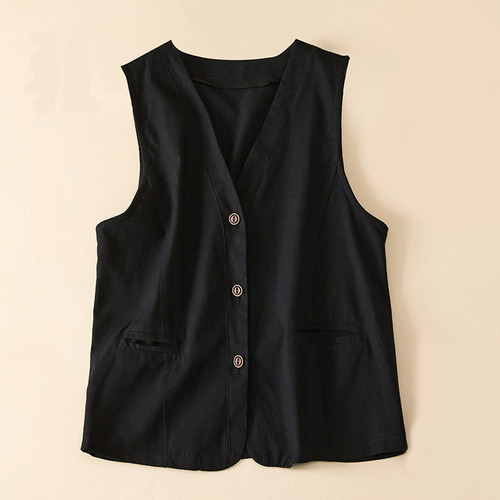 Chaleco De Lino Y Algodón Para Mujer, Ropa De Abrigo De Moda