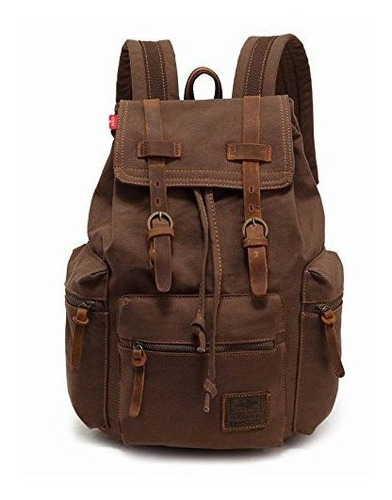 High Capacity Canvas Vintage Backpack - For School Hiking Tr