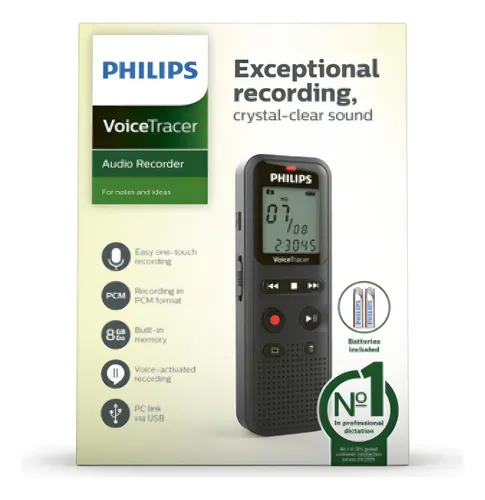 Grabadora De Voz Philips Dvt1160 Voicetracer Color Negro