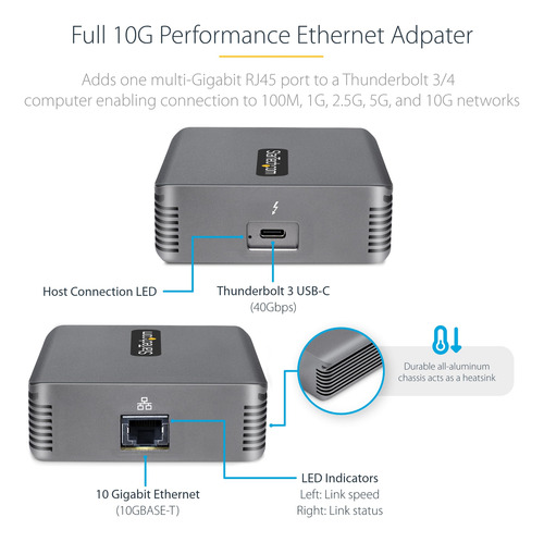 Adaptador Thunderbolt 3 A Ethernet Startech.com 10 Gbe 10 G