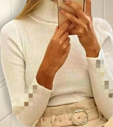 Cami.buzo Tortuga Cuello Alto Mujer Fresco Abrigo Ropa Moda