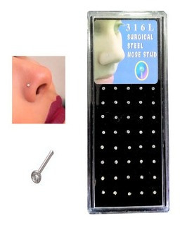 Imagen 1 de 1 de Piercing De Nariz Color Blanco 2mm