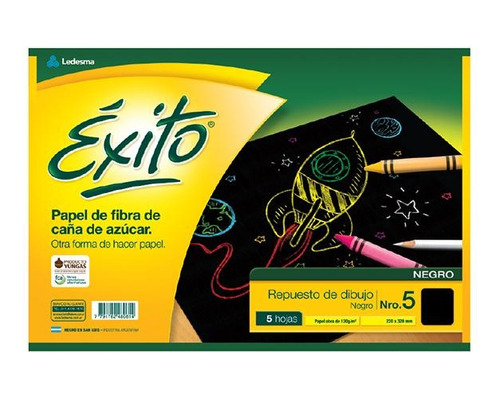 Repuesto De Dibujo Exito N° 5 Negro X 5 Hojas Pack X 25