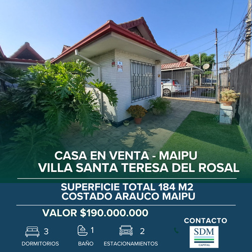 Venta Hermosa Casa En Maipu Costado Parque Arauco