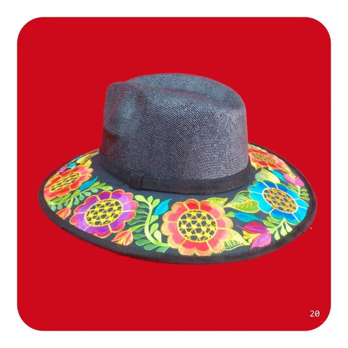 Imagen 10 de 10 de Elegante Sombrero Artesanal De Gamuza Bordado Mediano 2