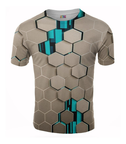 Remera Hexagonos 3d Geometrico Artemix Ax-0270 