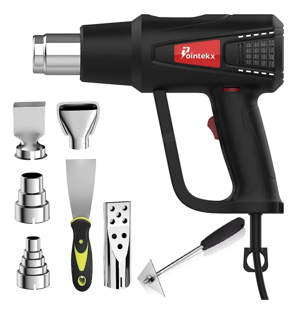 Pistola de Calor 2000W Temperatura Ajustable 60-600°C con 7 Accesorios Pointekx