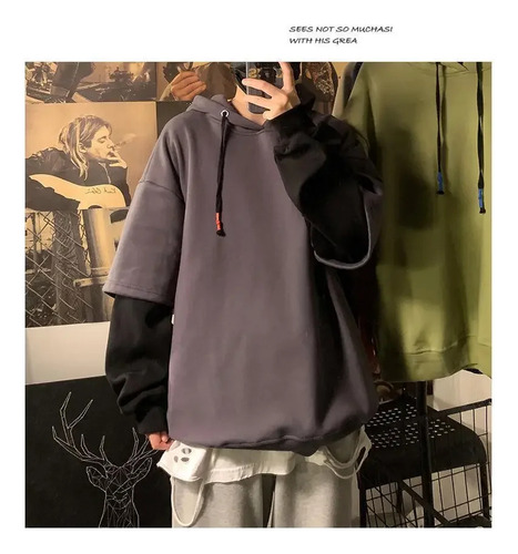 Sudadera Con Capucha Y Bloques De Color Para Hombre - Trendy