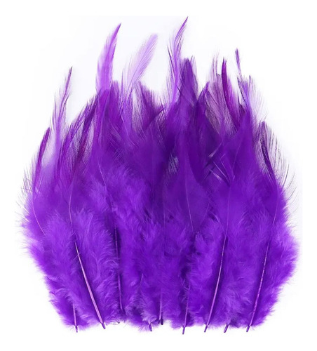 Plumas Decorativas Artificiales Color Morado Paquete X 100