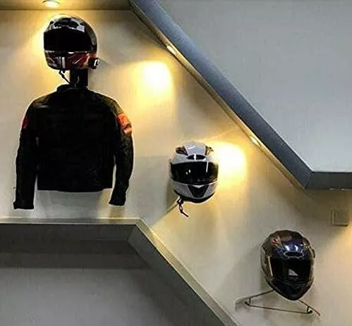 PEI Accesorios de motocicleta Soporte para casco y chaqueta, colgador de  pared multifuncional (negro 3 piezas)