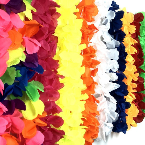 Collar Hawaiano De Flores Multicolor Pack 5 Unid. Cotillón