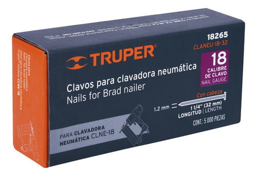 Clavos Para Clavadora Neumática Cal 18 1 1/4 Truper