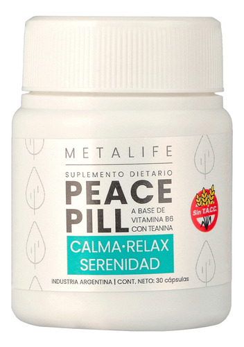 Suplemento Antiestres Peace Pill Apto Celiacos X 30 Caps
