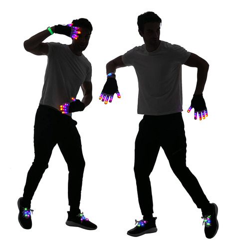 Joyin 3 Pcs Guantes Led Led Con Dedos De Luz, Pulsera Led, L