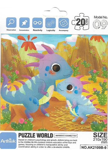 Set De 6 Rompecabezas De Dinosaurios, 20 Piezas C/u. Set 2