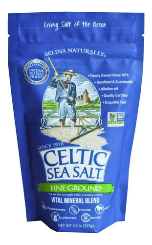 Selina Naturally Sal De Mar Celtic Grano Fino 8 Oz (227 G)