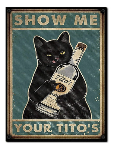 #1500 - Cuadro Decorativo - Gato Negro Quincho Poster Retro