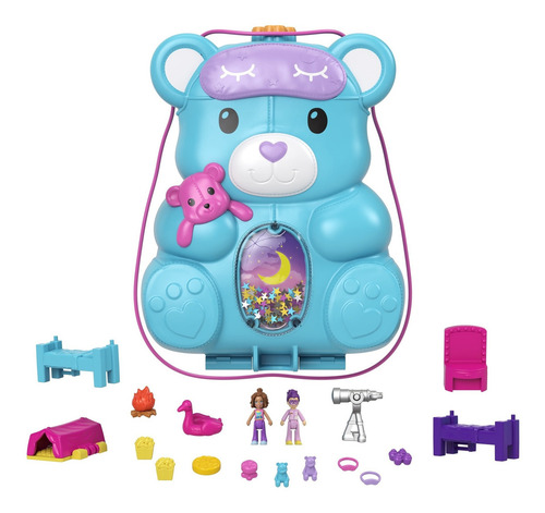 Set Juego Muñeca Polly Pocket Estuche Bolso Osito Pijamada
