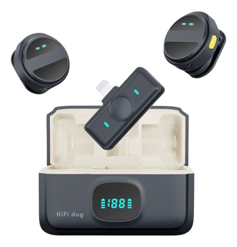 Microfone Sem Fio P/ iPhone 5 Ao 14 Lapela Duplo Hifi Dog Nf